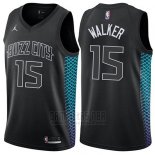 Camiseta Charlotte Hornets Kemba Walker #15 Ciudad 2018 Negro