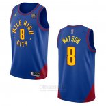 Camiseta Denver Nuggets Peyton Watson #8 Statement 2022-23 Azul