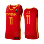 Camiseta Espana Sebas Saiz #11 2019 FIBA Baketball USA Cup Rojo