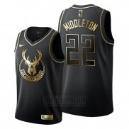 Camiseta Golden Edition Milwaukee Bucks Khris Middleton #22 Negro