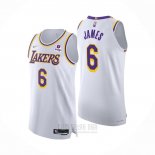 Camiseta Los Angeles Lakers LeBron James #6 Association Autentico Blanco