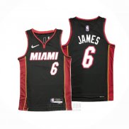 Camiseta Miami Heat LeBron James #6 Icon Negro