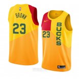 Camiseta Milwaukee Bucks Sterling Brown #23 Ciudad 2018-19 Amarillo