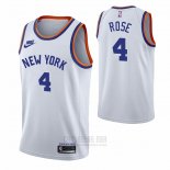 Camiseta New York Knicks Derrick Rose #4 75th Anniversary Blanco