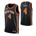 Camiseta New York Knicks Derrick Rose #4 Ciudad 2021-22 Negro