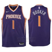 Camiseta Nino Phoenix Suns Devin Booker #1 2017-18 Violeta