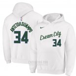 Sudaderas con Capucha Giannis Antetokounmpo Milwaukee Bucks Blanco 2019-20 Ciudad