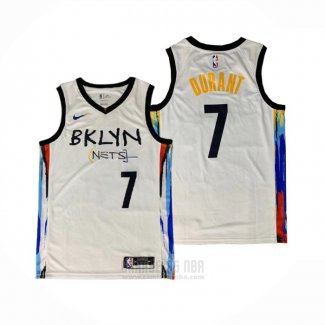 Camiseta Brooklyn Nets Kevin Durant #7 Ciudad 2020-21 Blanco