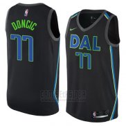 Camiseta Dallas Mavericks Luka Doncic #77 Ciudad 2017-18 Negro