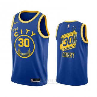 Camiseta Golden State Warriors Stephen Curry #30 Hardwood Classics 2020-21 Azul