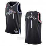 Camiseta Los Angeles Clippers Reggie Jackson #1 Ciudad 2022-23 Negro