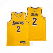 Camiseta Los Angeles Lakers Kyrie Irving #2 75th Anniversary 2021-22 Amarillo