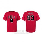 Camiseta Manga Corta Chicago Bulls Rojo BAPE Cruzado