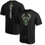 Camiseta Manga Corta Giannis Antetokounmpo Milwaukee Bucks 2019-20 Negro