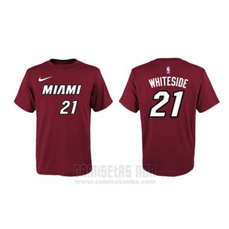 Camiseta Manga Corta Hassan Whiteside Miami Heat Rojo