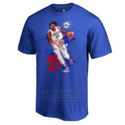 Camiseta Manga Corta Philadelphia 76ers Joel Embiid Azul Fade Away