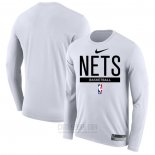 Camiseta Manga Larga Brooklyn Nets Practice Performance 2022-23 Blanco