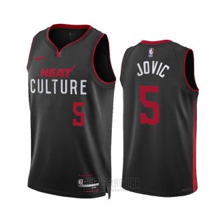 Camiseta Miami Heat Nikola Jovic #5 Ciudad 2023-24 Negro