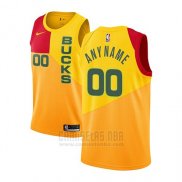 Camiseta Milwaukee Bucks Ciudad 2018-19 Amarillo Personalizada