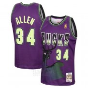 Camiseta Milwaukee Bucks Ray Allen #34 Mitchell & Ness 1996-97 Violeta