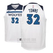 Camiseta Nino Minnesota Timberwolves Karl-Anthony Towns #32 2017-18 Blanco