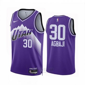 Camiseta Utah Jazz Ochai Agbaji #30 Ciudad 2023-24 Violeta