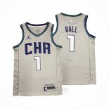 Camiseta Charlotte Hornets LaMelo Ball #1 Ciudad Edition Gris