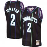 Camiseta Charlotte Hornets Larry Johnson #2 Mitchell & Ness 1992-93 Negro