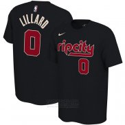 Camiseta Manga Corta Damian Lillard Portland Trail Blazers Negro 2019-20 Ciudad