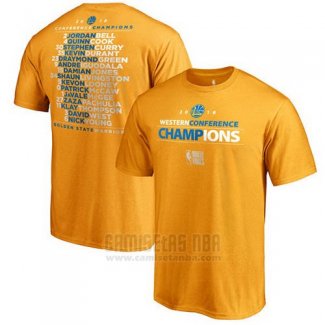 Camiseta Manga Corta Golden State Warriors Amarillo 2018 Western Conference Champions Backcourt Roster