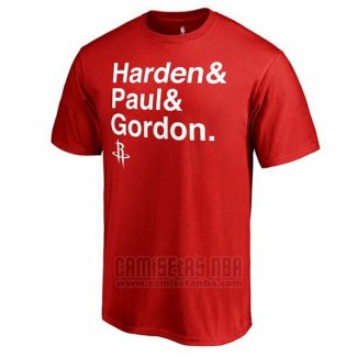 Camiseta Manga Corta Houston Rockets Rojo James Harden & Chris Paul & Eric Gordon