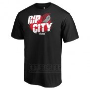Camiseta Manga Corta Portland Trail Blazers Negro 2019 NBA Playoffs Rip City