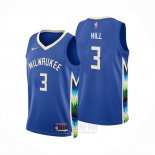Camiseta Milwaukee Bucks George Hill #3 Ciudad 2022-23 Azul