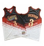 Camiseta Philadelphia 76ers Allen Iverson Mitchell & Ness Negro Rojo