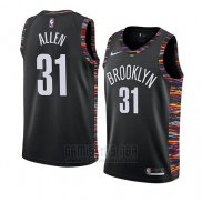 Camiseta Brooklyn Nets Jarrett Allen #31 Ciudad 2019 Negro