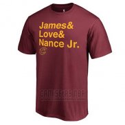 Camiseta Manga Corta Cleveland Cavaliers Rojo Lebron James & Kevin Love & Larry Nance Jr