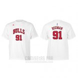 Camiseta Manga Corta Dennis Rodman Chicago Bulls Blanco