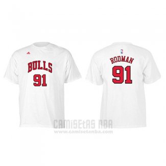 Camiseta Manga Corta Dennis Rodman Chicago Bulls Blanco