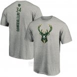 Camiseta Manga Corta Giannis Antetokounmpo Milwaukee Bucks 2019-20 Gris