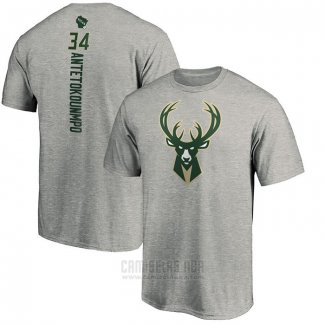 Camiseta Manga Corta Giannis Antetokounmpo Milwaukee Bucks 2019-20 Gris