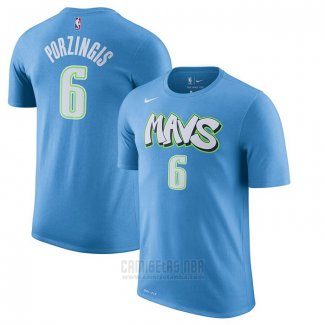 Camiseta Manga Corta Kristaps Porzingis Dallas Mavericks Azul 2019-20 Ciudad