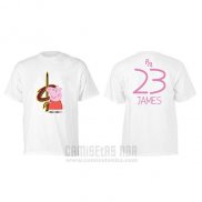 Camiseta Manga Corta Lebron James Cleveland Cavaliers Blanco Peppa Pig Cruzado