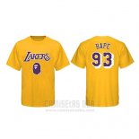 Camiseta Manga Corta Los Angeles Lakers Amarillo BAPE Cruzado