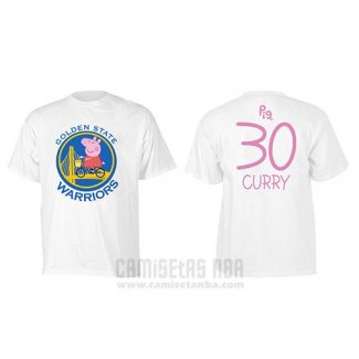 Camiseta Manga Corta Stephen Curry Golden State Warriors Blanco Peppa Pig Cruzado