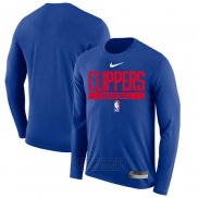 Camiseta Manga Larga Los Angeles Clippers Practice Performance 2022-23 Azul