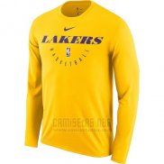 Camiseta Manga Larga Los Angeles Lakers Amarillo Practice Legend Performance