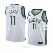 Camiseta Milwaukee Bucks Brook Lopez #11 Association 2018 Blanco