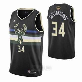 Camiseta Milwaukee Bucks Giannis Antetokounmpo #34 Statement 2021 Finals Negro