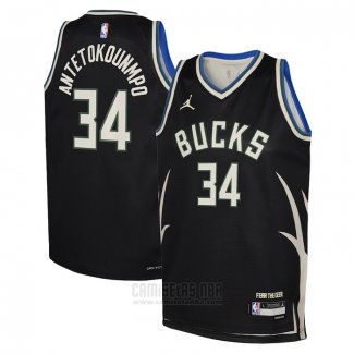 Camiseta Nino Milwaukee Bucks Giannis Antetokounmpo #34 Statement 2022-23 Negro