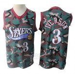 Camiseta Philadelphia 76ers Allen Iverson #3 Camuflaje 1996-97 Verde